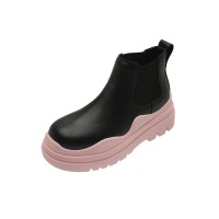 Wave Platform Vegan Leather Chelsea Ankle Boots - Light Pink