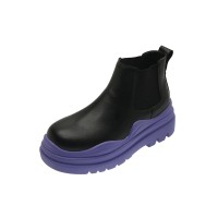 Wave Platform Vegan Leather Chelsea Ankle Boots - Purple