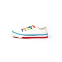 Castro Rainbow Canvas Lace-Up Sneakers - Blue White Red