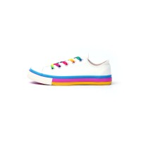 Castro Rainbow Canvas Lace-Up Sneakers - Blue Pink Yellow