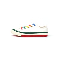 Castro Rainbow Canvas Lace-Up Sneakers - Green White Red