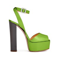 Peep Toe Platforms Ankle Buckle Straps Chunky Heels Pumps Sandals - Green