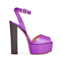 Peep Toe Platforms Ankle Buckle Straps Chunky Heels Pumps Sandals - Purple