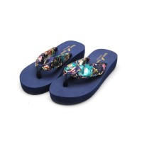 Laguna Summer Beach Slippers Silk Weave Outdoor Flower Flip Flops - Blue