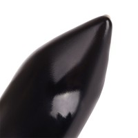 Pointed Toe Stiletto Heels Elastic Thigh Pants Jumpsuit Patent Pumps - Black