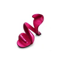 Peep Toe Snake Shape Bottomless Retrofuturistic Heels Sandals - Rose Red