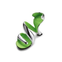 Peep Toe Snake Shape Bottomless Retrofuturistic Heels Sandals - Silver
