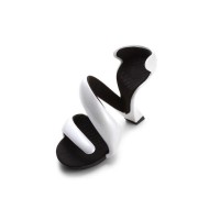 Peep Toe Snake Shape Bottomless Retrofuturistic Heels Sandals - White Black
