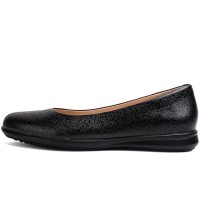 Round Toe Comfortable Light Soft Metallic Ballet Flats - Black