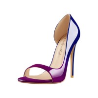 Stiletto Heels Peep Toe Patent Pumps Sandals - Blue Purple