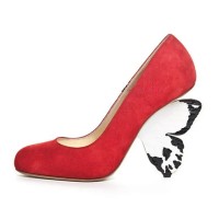 Round Toe Strange Butterfly Heels Suede Pumps - Red