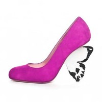 Round Toe Strange Butterfly Heels Suede Pumps - Rose Red