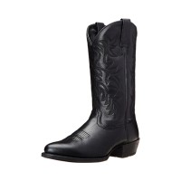 Pointed Toe Chunky Heels Western Vintage Ankle Cowboy Boots - Black