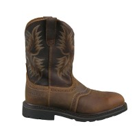 Round Toe Slip On Western Ankle Midcalf Cowboy Boots - Brown