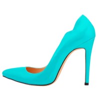Pointed Toe Stiletto Heels Wave Classic Matte Pumps - Blue