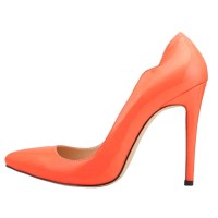 Pointed Toe Stiletto Heels Wave Classic Matte Pumps - Orange