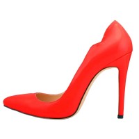 Pointed Toe Stiletto Heels Wave Classic Matte Pumps - Red