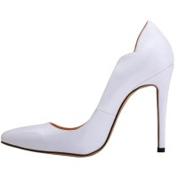 Pointed Toe Stiletto Heels Wave Classic Matte Pumps - White