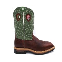 Square Toe Cross Patchwork Decorated Fancy Western Ankle Cowboy Boots - Auburn