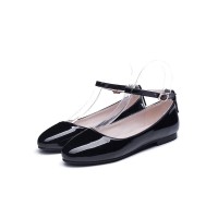 Round Toe Pretty Loafer Ankle Straps Dance Shoes - Black