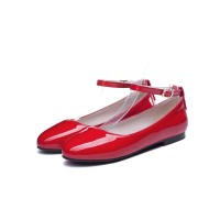 Round Toe Pretty Loafer Ankle Straps Dance Shoes - Red