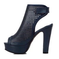 Peep Toe Ankle Back Straps Platforms Cuban Heels Summer Boots - Blue
