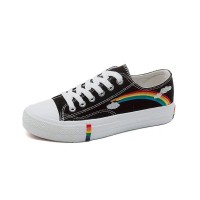 Soho Lace-Up Rainbow Canvas Sneakers -  Black