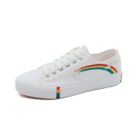 Soho Lace-Up Rainbow Canvas Sneakers -  White