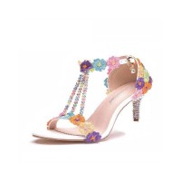 Peep Toe Ankle Buckle Straps Kitten 2 Inches Heels Wedding Dorsay Pumps - Multicolor
