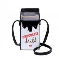 Drink Box Shaped  Cartoon Printed Shoulder Purses Bags - Coffee