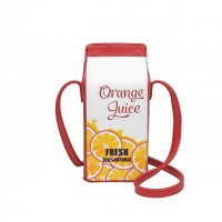 Drink Box Shaped  Cartoon Printed Shoulder Purses Bags - Red