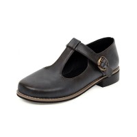 Round Toe T Strap Creepers Loafer Oxford Shoes - Dim Gray