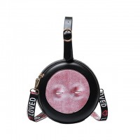 Round Shaped Eyes Printed Shoulder Creepy Bags - Black
