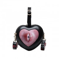 Heart Shaped Eyes Printed Shoulder Creepy Bags - Black