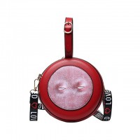 Round Shaped Eyes Printed Shoulder Creepy Bags - Red