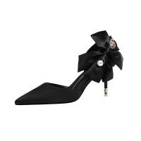 Pointed Toe 3 Inch Stiletto Heels  Wedding Dorsay Pumps Sandals  - Black