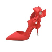 Pointed Toe 4 Inch Stiletto Heels  Wedding Dorsay Pumps Sandals  - Red