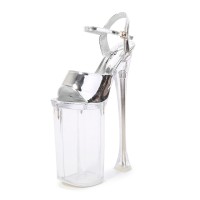Peep Toe Strange Slim Pointed Ultra Heels Ankle Buckle Straps LED Light Pumps - Silver