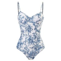 Hot Summer Beach Cover Ups Mayokini Flowers Swimsuits - Light Blue White