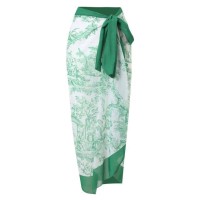 Hot Summer Beach Cover Ups Mayokini Flowers Swimsuits - Green White