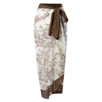 Hot Summer Beach Cover Ups Mayokini Flowers Swimsuits - Brown White