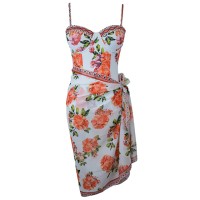 Hot Summer Beach Cover Ups Mayokini Flowers Swimsuits - Orange White