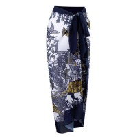 Hot Summer Beach Cover Ups Mayokini Flowers Swimsuits - Navy White