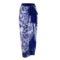 Hot Summer Beach Cover Ups Mayokini Flowers Swimsuits - Blue White