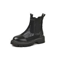 Chelsea Ankle Mesh Hollow Summer Boots  - Black