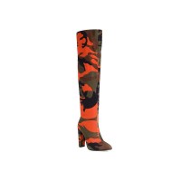 Pointed Toe Cuban Heels Over the Knee Pull On Camouflage Printed Boots  - Multicolor