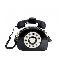 Telephone Shaped Funny Costume Crossbody Bags - Black
