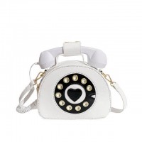 Telephone Shaped Funny Costume Crossbody Bags - White