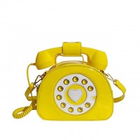 Telephone Shaped Funny Costume Crossbody Bags - Yellow