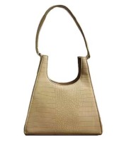 French Style Vintage Crocodile Embossed Crescent Armpit Handbags Bags - Light Brown Yellow